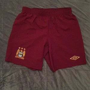 Manchester City Drawstring Soccer Shorts - Maroon